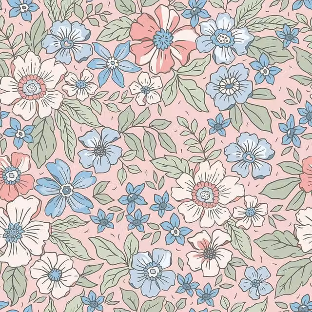 I Love Wallpaper Gardenia Botanical Floral Wallpaper in Blue and Pink
