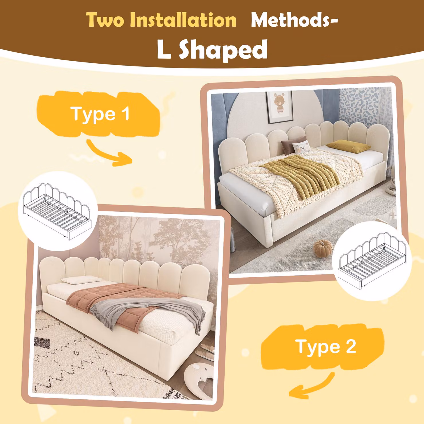 Aosom UK Upholstered Daybed with Pull-Out Trundle in Beige, W/D/H: 193 x 97 x 76 cm – 4