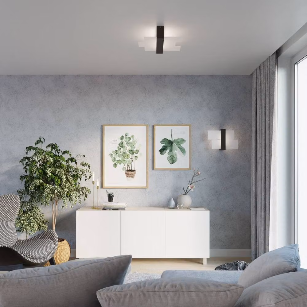 Sollux Lighting Scandinavian Rectangular Ceiling Lamp in Dark Brown, W/D/H: 43 x 43 x 12 cm – 3