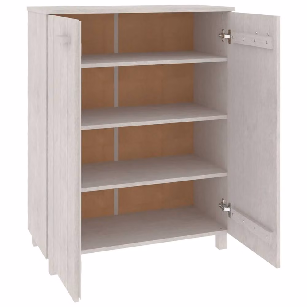 Berkfield Home HAMAR Shoe Cabinet in White Solid Pine Wood, W/D/H: 85 x 40 x 108 cm – 3