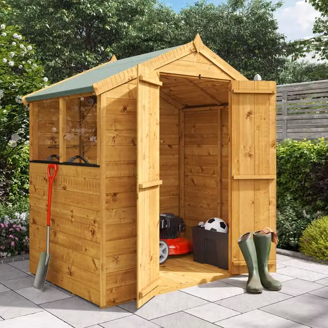 BillyOh Rustic Brown Wooden Apex Shed with Window and Gable Roof