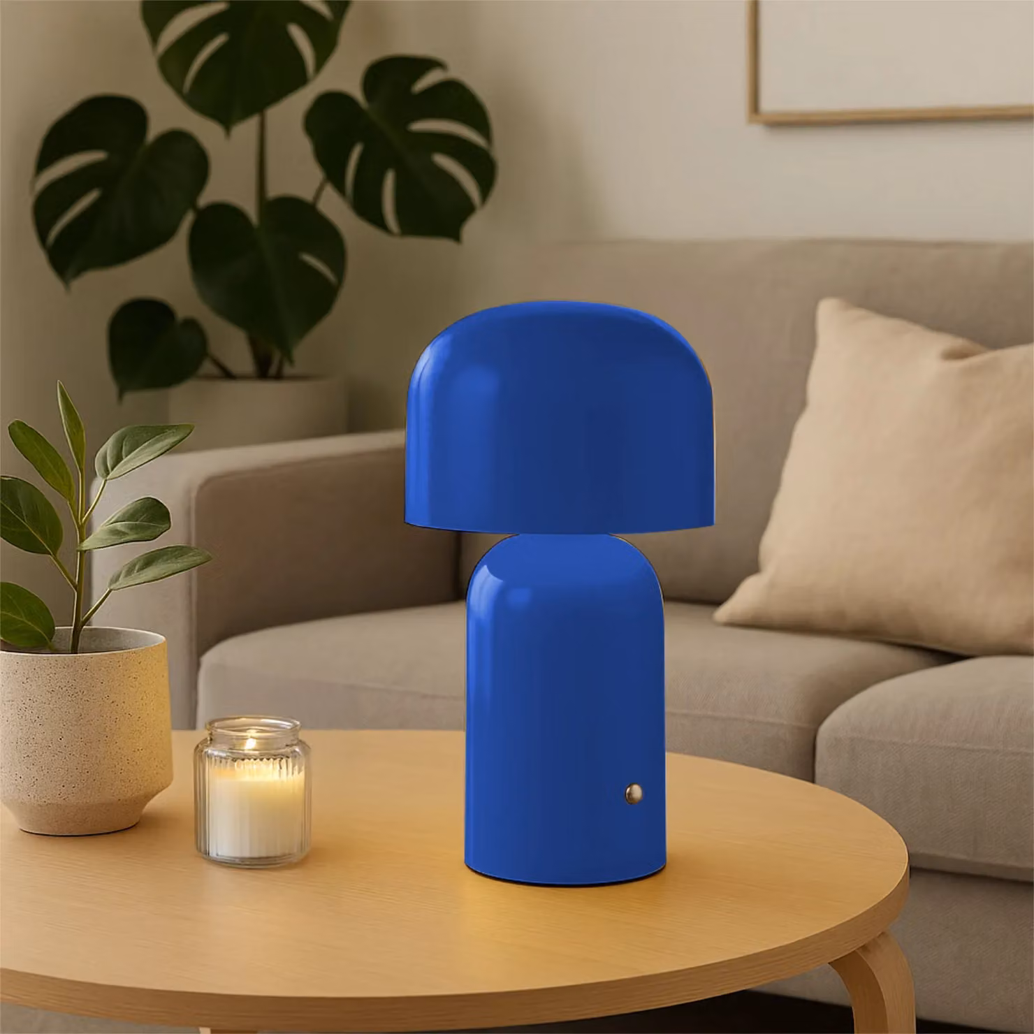 First Choice Lighting Christina Navy Blue LED Rechargeable Touch Table Lamps Twin Pack – 3