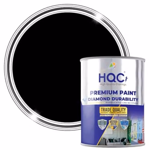 HQC Paints Black Barn Paint, 1 l Quick-Drying Weatherproof Satin Gloss Wood Paint for Outdoor Furniture and Fences