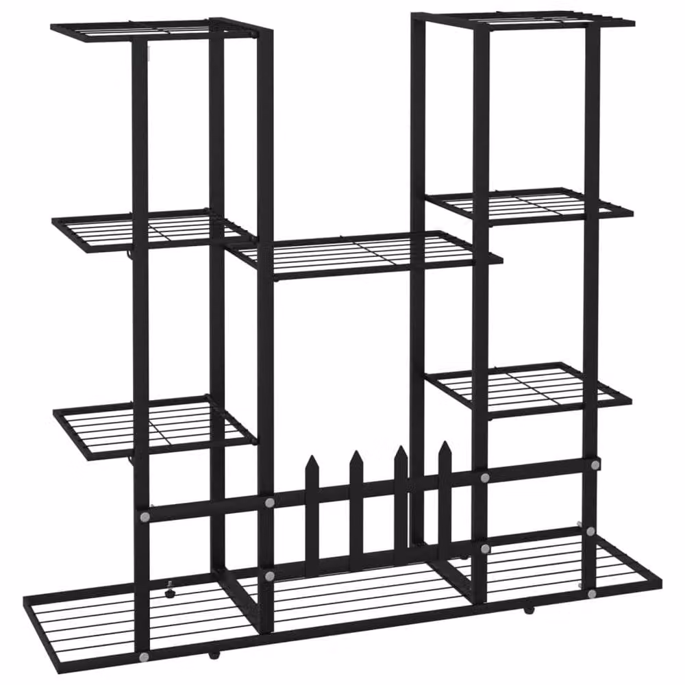 Berkfield Home Black Metal Flower Stand Planter, W/D/H: 94.5 x 25 x 89 cm – 4
