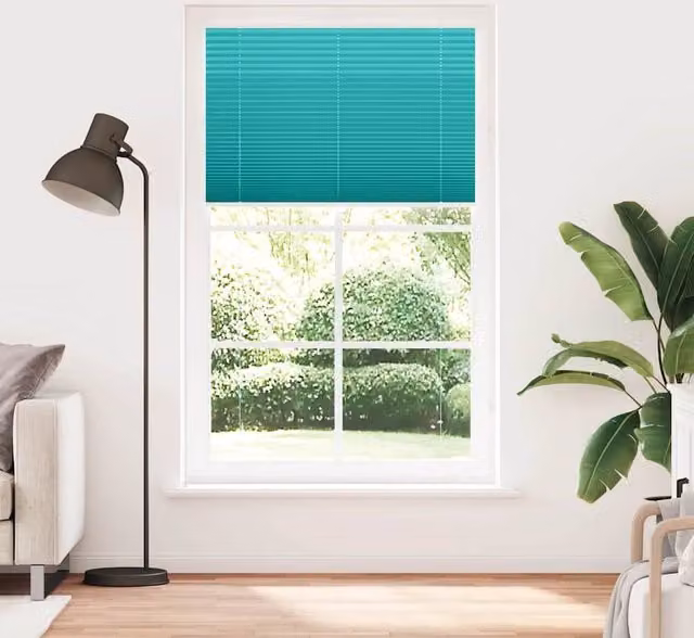 Berkfield Home Single Pleat Blind in Petrol Green, W: 115 cm, H: 200 cm