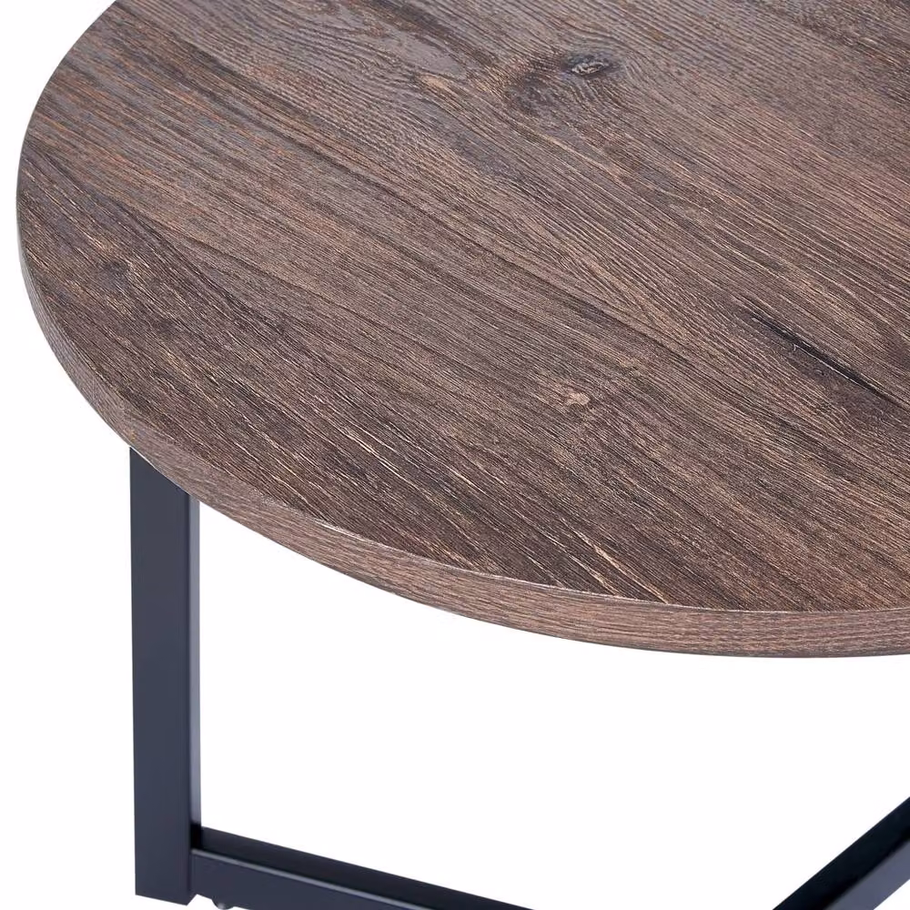 Wyld and Coco Round Side Table in Brown and Black, Diameter: 50 cm, Height: 43 cm – 3