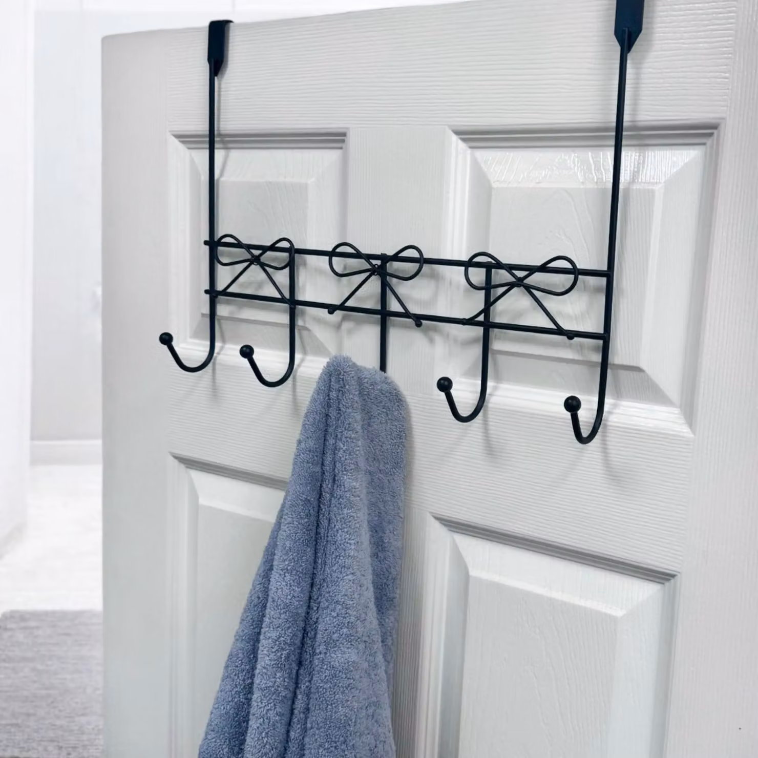 Showerdrape Set of 2 Metal Over Door Hanging Storage Hooks in Black W/D/H: 42.5 x 32.0 x 11.0 cm – 2