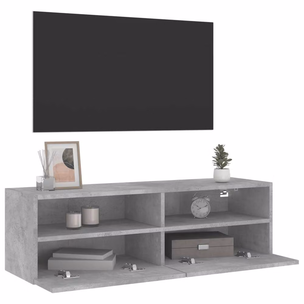 Berkfield Home TV Wall Cabinet in Concrete Grey, W/D/H: 100 x 30 x 30 cm – 5
