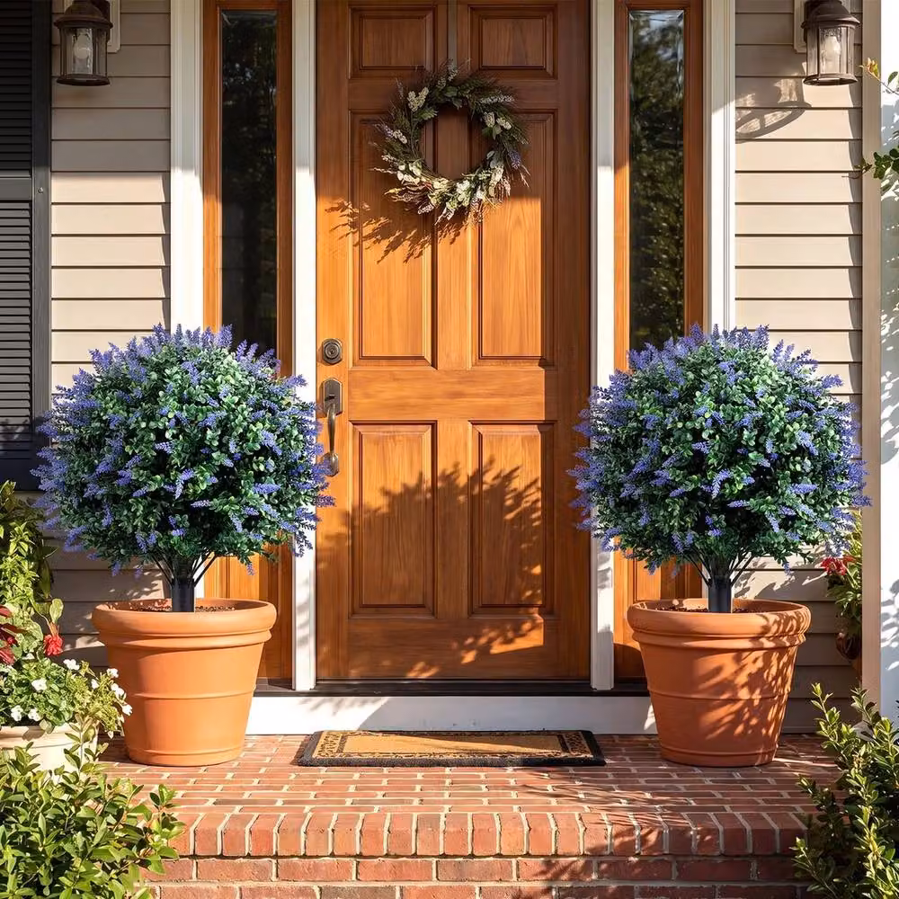 Havendro 2-Pack Artificial Lavender and Boxwood Topiary Ball Shrubs, Green, Diameter: 70 cm – 4