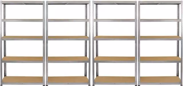 Monstershop Galwix Freestanding Industrial Shelving Unit, Silver, H 180 x W 90 x D 30 cm