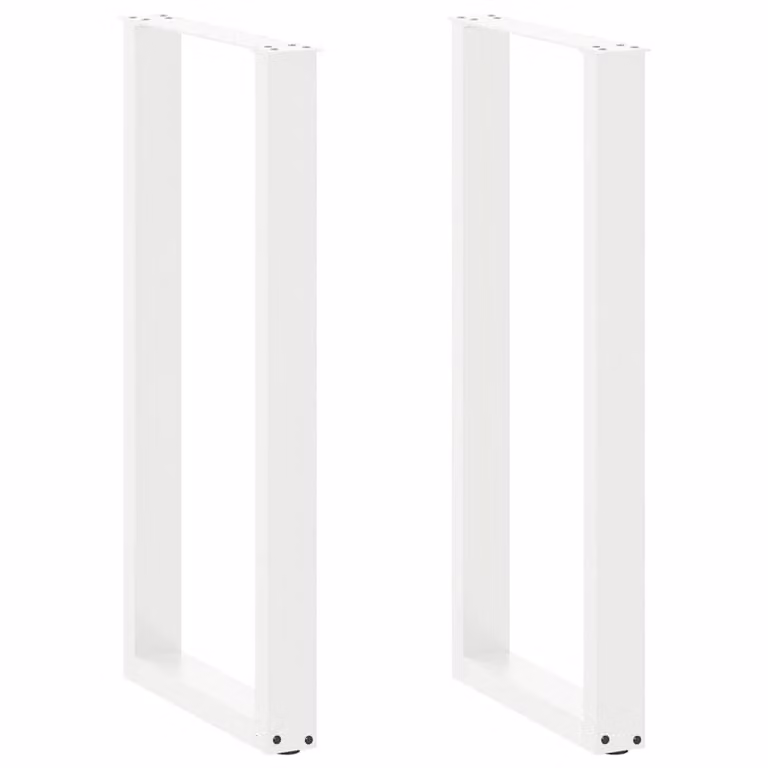 Berkfield Home U-Shaped Coffee Table Legs, 2 Pieces, White Matt Steel, H: 50 cm x W: 100-101 cm