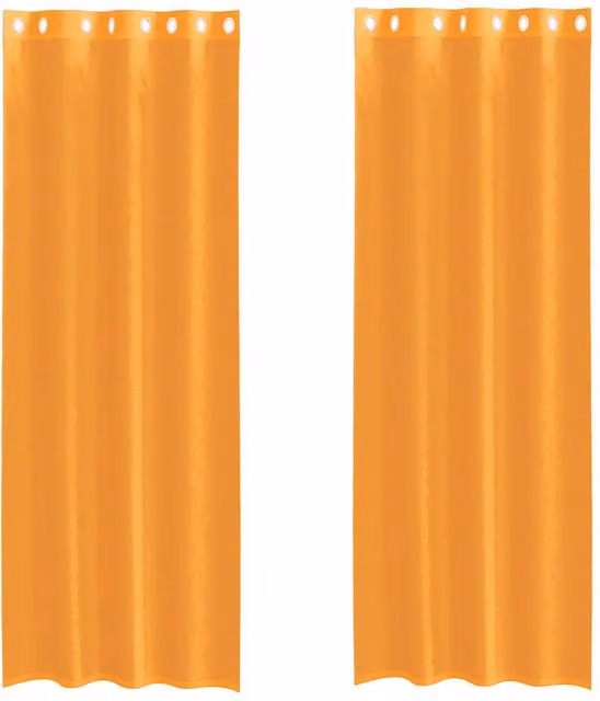Berkfield Home Orange Voile Fabric Panel Curtains with Eyelets, 2 Pack, W: 140 cm, H: 300 cm – 1