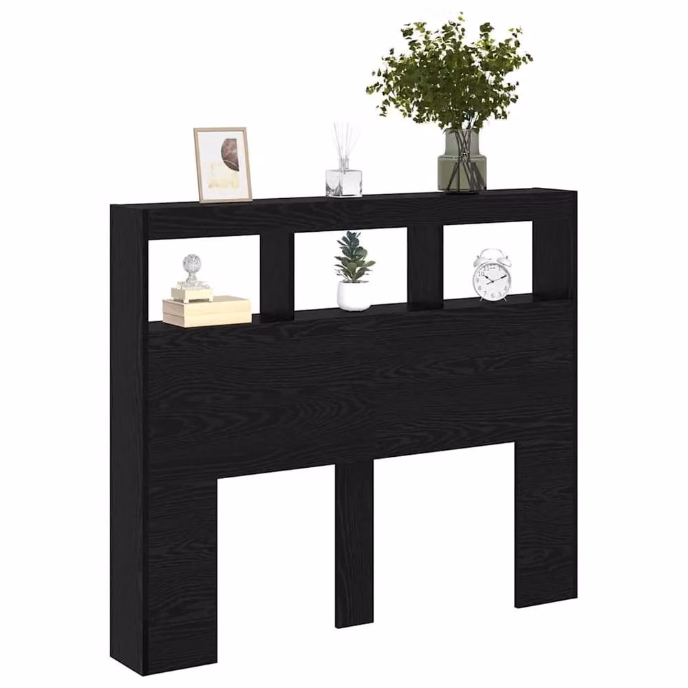 Berkfield Home Black Oak Headboard in Black Engineered Wood, W/D/H: 120 x 17 x 102 cm – 2