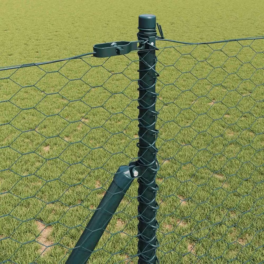 Berkfield Home Green Powder-Coated Steel Hexagon Fence, 1 x 100 m – 3