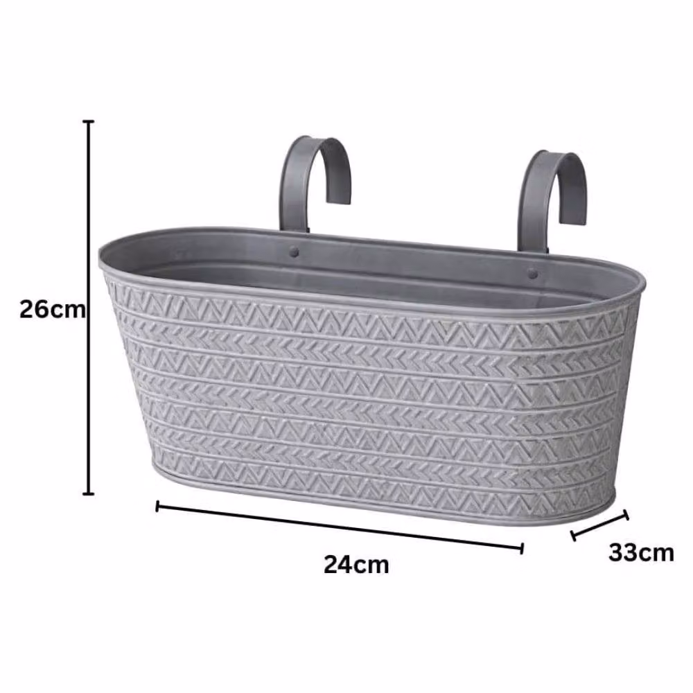 Marco Paul Slate Aztec Grey Hanging Planter for Fences and Balconies, W: 30.48 cm, D: 30.48 cm, H: 33.0 cm – 2