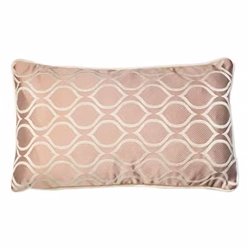 Prestigious Textiles Solitaire Geometric Printed Piped Cushion in Pink, W/D/H: 50 x 30 x 30 cm