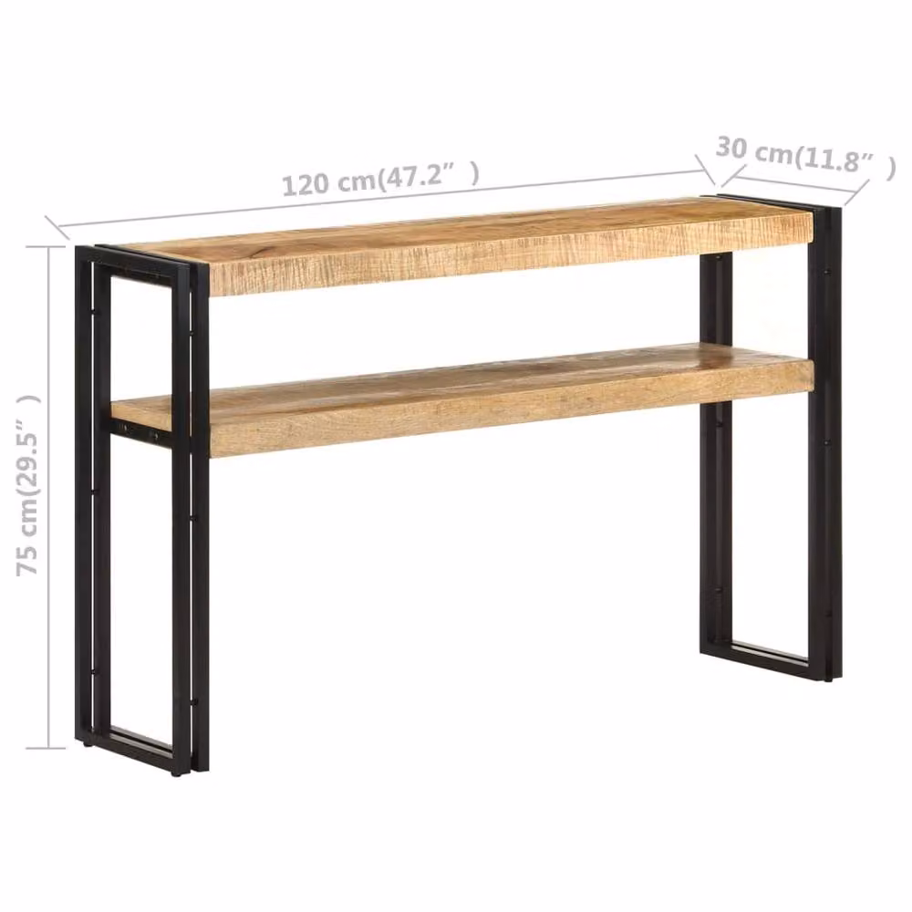 Berkfield Home Industrial Console Table in Brown Mango Wood, W/D/H: 120 x 30 x 75 cm – 3
