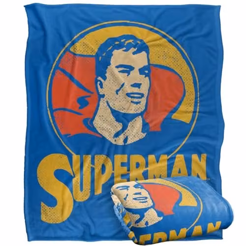 LOGOVISION Superman DC Super Circle Silky Touch Super Soft Fleece Throw Blanket, Multicolour, W: 152.4 cm x D: 127.0 cm