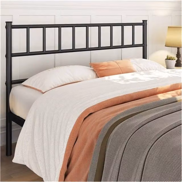 SPETLEK Double Metal Bed Frame with Headboard and Footboard, Black, W/D/H: 140 x 200 cm