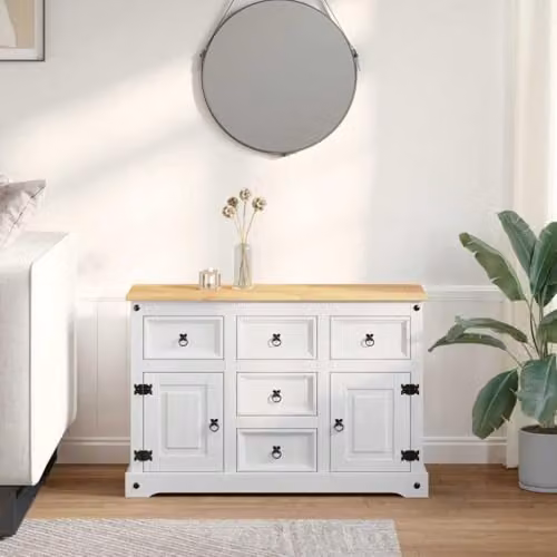 vidaXL CORONA Storage Chest in White Lacquered Solid Pine Wood, W/D/H: 112 x 40 x 75 cm – 2