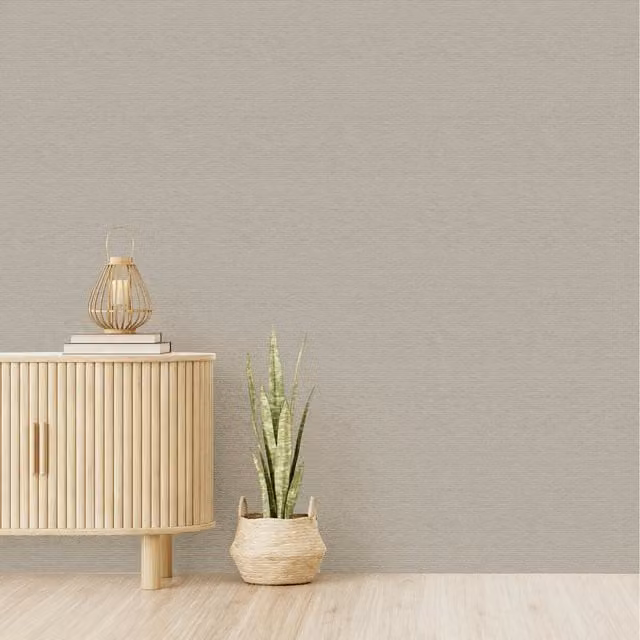Arthouse Plain Textured Minimalist Wallpaper in Beige and Grey