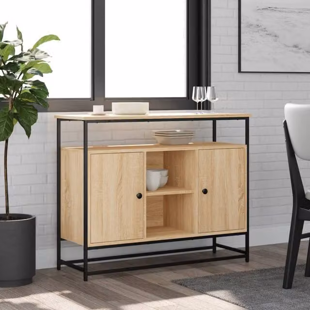 Berkfield Home Sonoma Oak Sideboard in Brown, W/D/H: 100 x 35 x 80 cm – 1