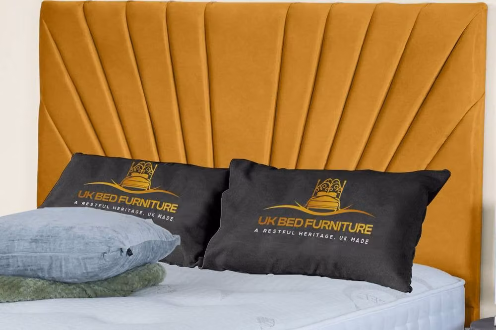 UK Bed Furniture Sunrise Single Ottoman Divan Bed with 54 Inch Headboard in Yellow Velvet Fabric, W/D/H: 90 x 190 x 137.16 cm – 2