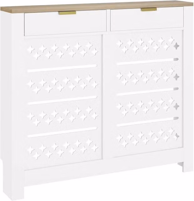 VOGREX Heater Cover with Flip Drawer and Top Shelf in White, W/D/H: 108 x 19 x 95.5 cm – 1