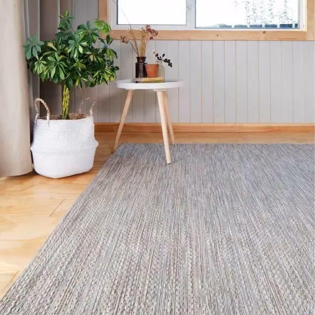 The Rug House Moroccan Flat Weave Outdoor Rug in Beige and Grey, W: 150 cm, D: 80 cm