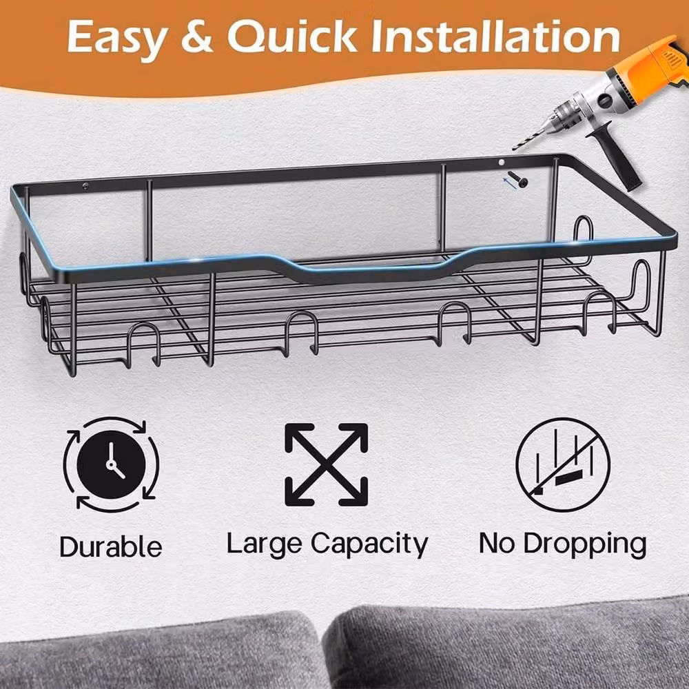 VOGREX 2-Pack Wall Mounted Metal Hat Cap Rack Storage Display Organiser in Black – 3