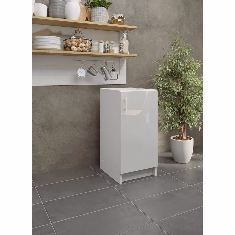 SPETLEK White Glossy Kitchen Base Unit with Hinged Doors and Internal Shelves – 2