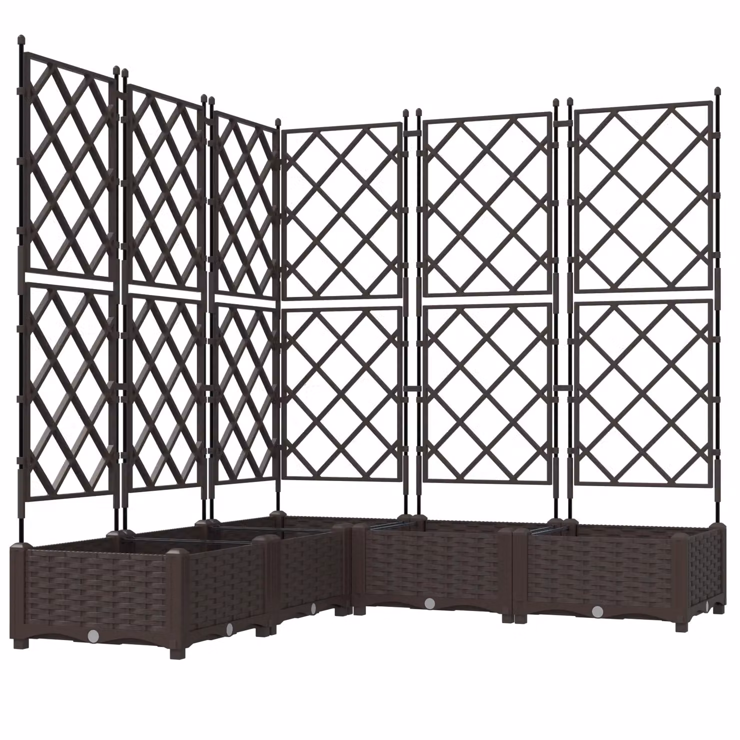 Berkfield Home Garden Planter with Trellis, 5 Piece Set, Brown, W/D/H: 120 x 120 x 125.5 cm – 2
