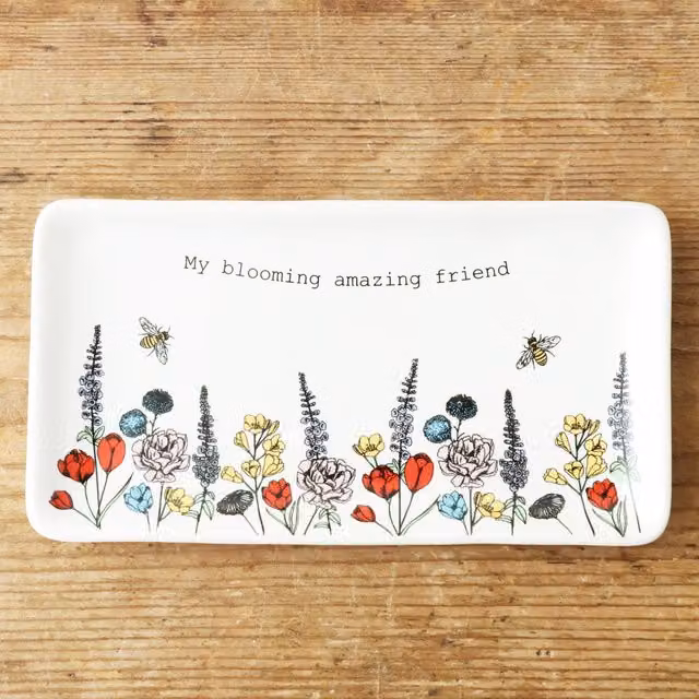Lisa Angel My Blooming Amazing Friend Wildflower Ceramic Trinket Dish in White