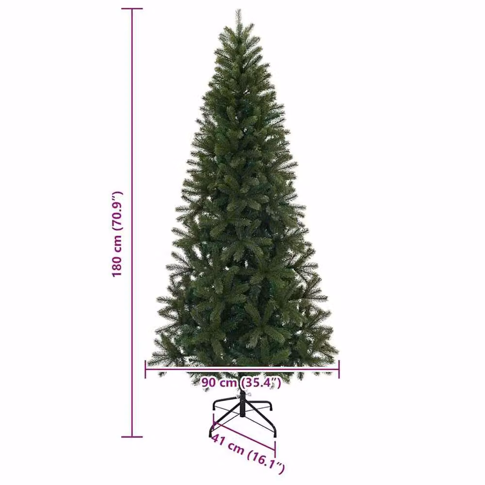 Berkfield Home Elegant Artificial Christmas Tree with 300 LEDs, Green, Height: 180 cm, Width: 90 cm, Depth: 90 cm – 6