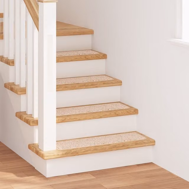 Berkfield Home Non-Slip Stair Mats with Latex Backing, Beige, W/D: 20 x 75 cm