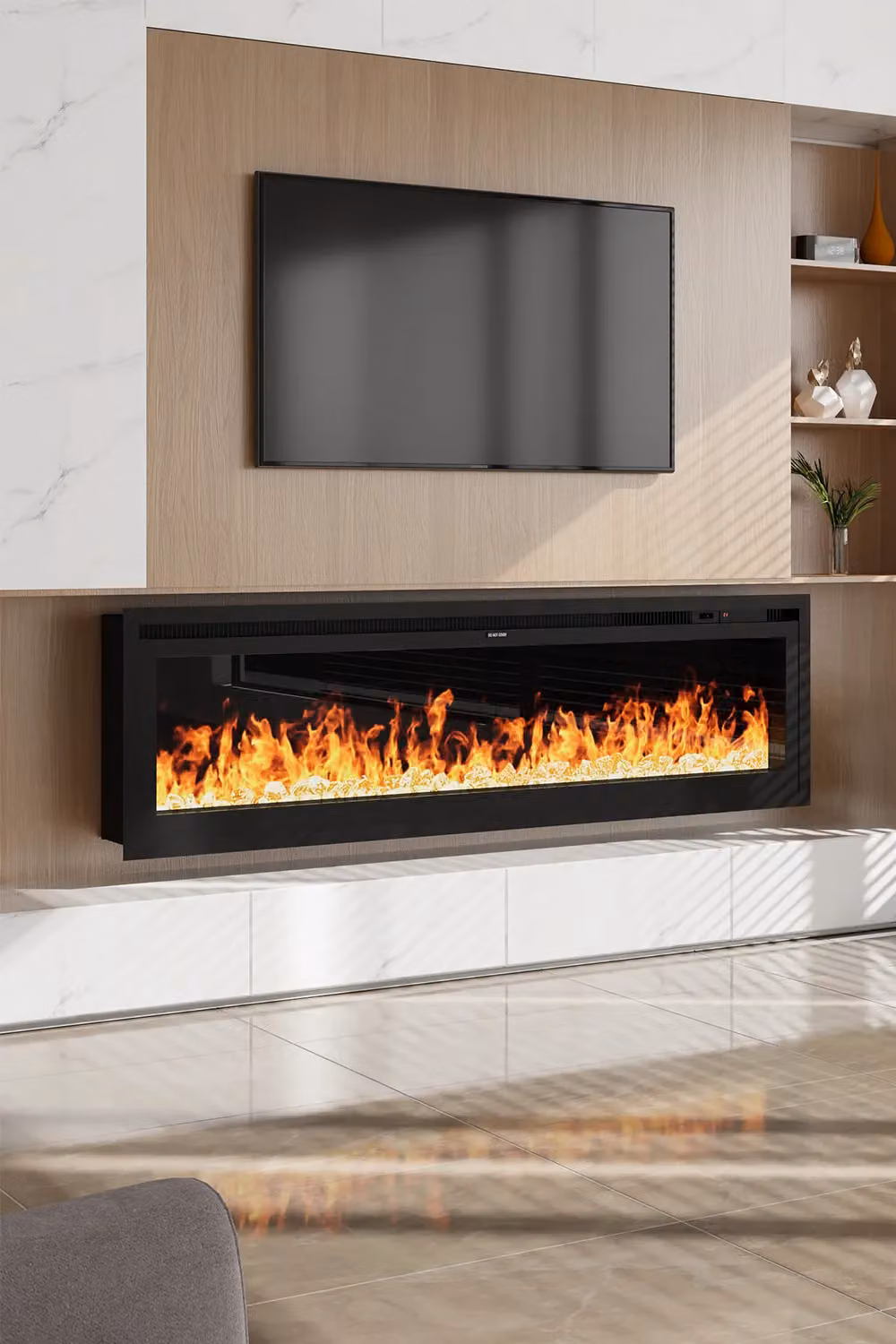 Living and Home 60 Inch Ultra Quiet Electrical Fireplace with Remote, Black – 2