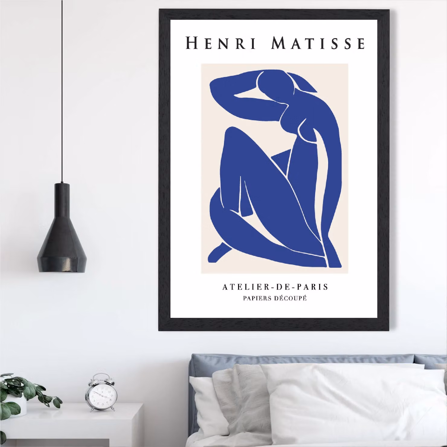 ARTZE Matisse Nude Blue and Beige Abstract Exhibition Framed Print with Black Frame – 2