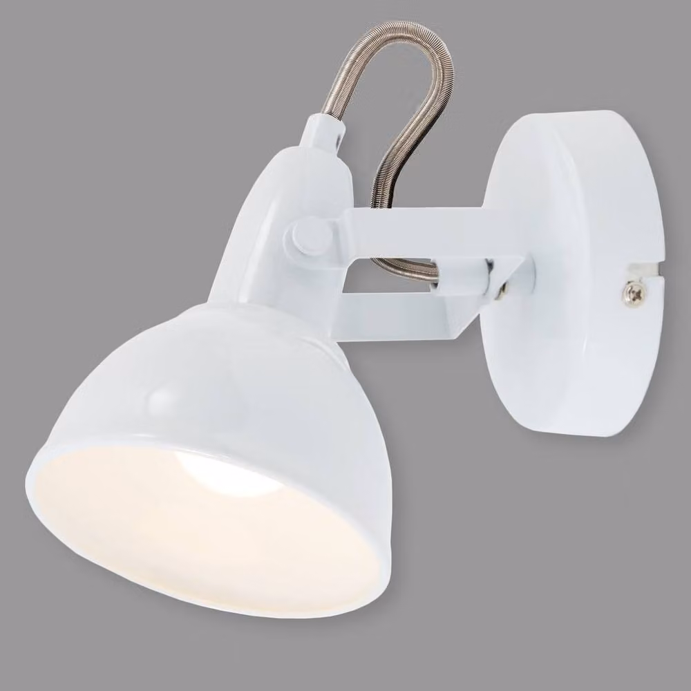 Briloner White Industrial Metal Wall Light Spotlight with Adjustable E14 Socket – 5