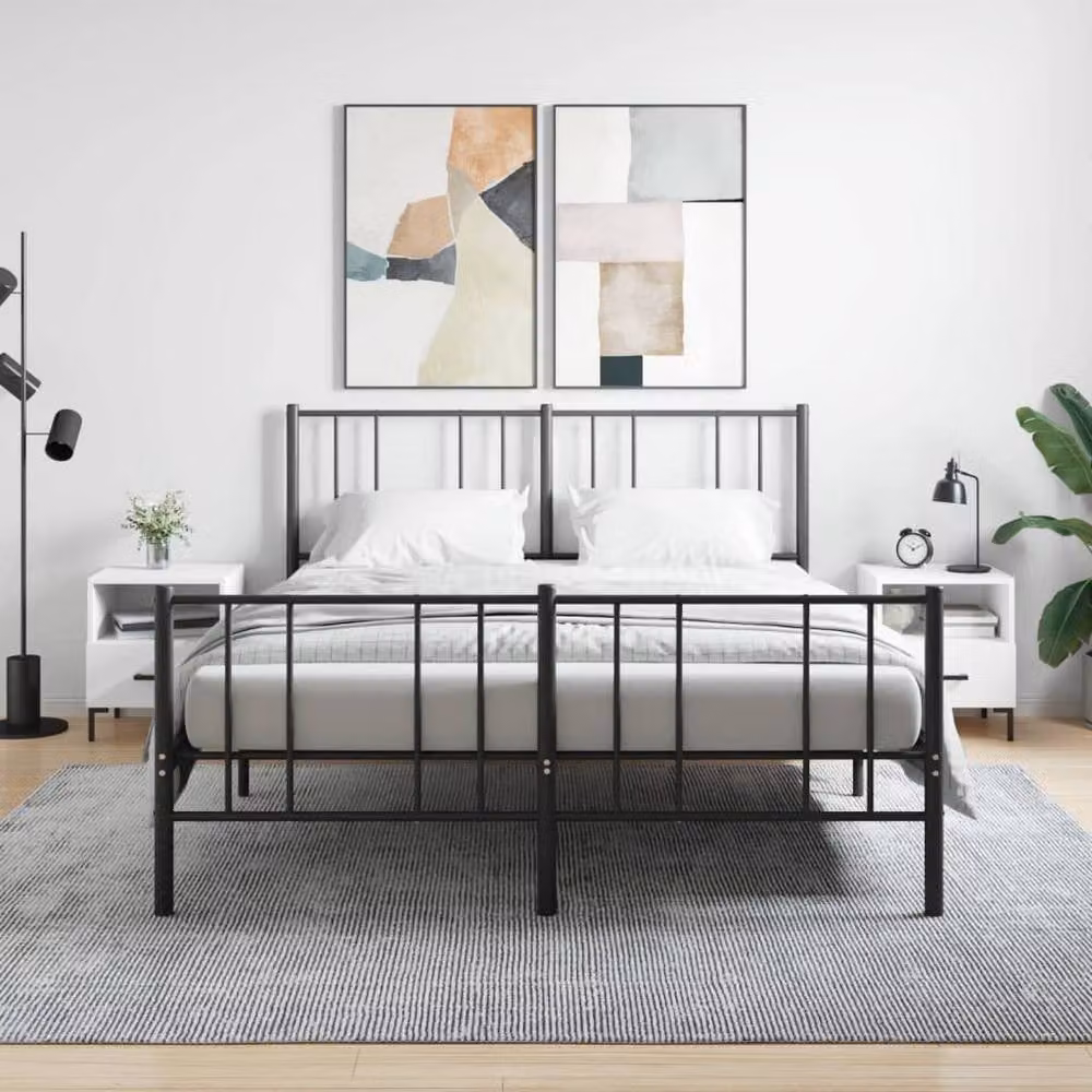 Berkfield Home Modern Bedside Cabinets, 2 Piece Set, White, W: 40 cm, D: 35 cm, H: 47.5 cm – 2