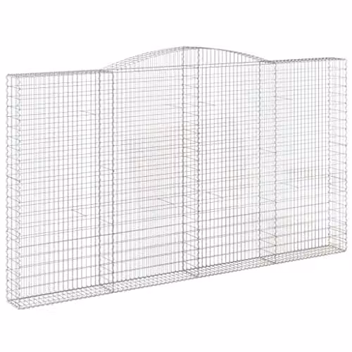 vidaXL Set of 8 Arched Gabion Baskets in Silver Galvanised Steel, W: 400 cm, D: 30 cm, H: 220/240 cm