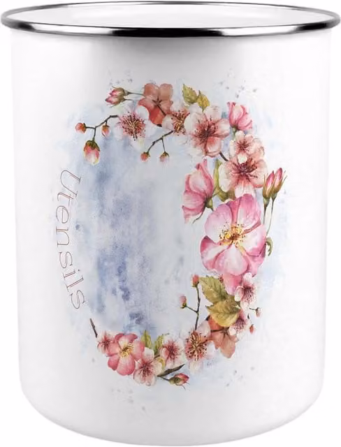 Purely Home Round Blossoms Kitchen Utensil Holder in Pink and White