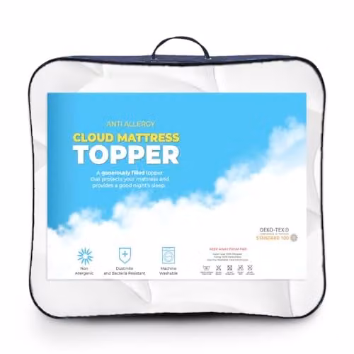 Velosso Cloud Hypoallergenic Mattress Topper in White, King Size – 1
