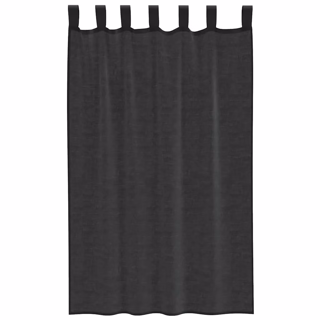 Berkfield Home Black Voile Tab Top Curtains, 2 Pack, W: 140 cm, H: 175 cm – 4