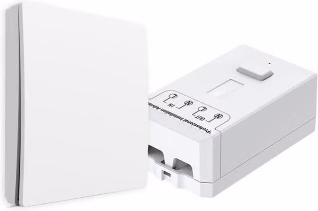 ENER-J Wireless Kinetic 1 Gang Switch Kit in White, 500W RF WiFi Compatible with Google Assistant and Apple HomeKit