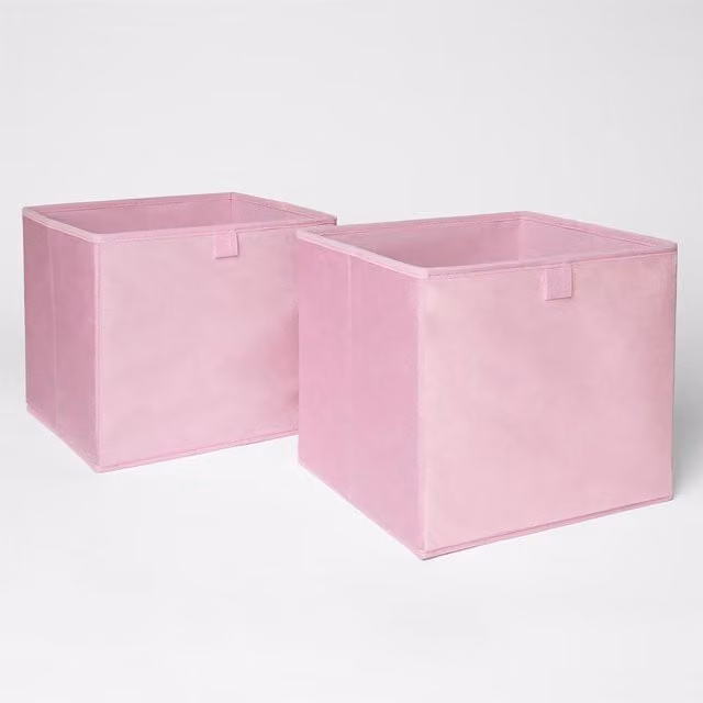 OHS Foldable Fabric Cube Storage Boxes in Pink
