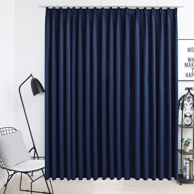 Berkfield Home Blue Blackout Fabric Curtain Panel with Hooks W: 290 cm, H: 245 cm