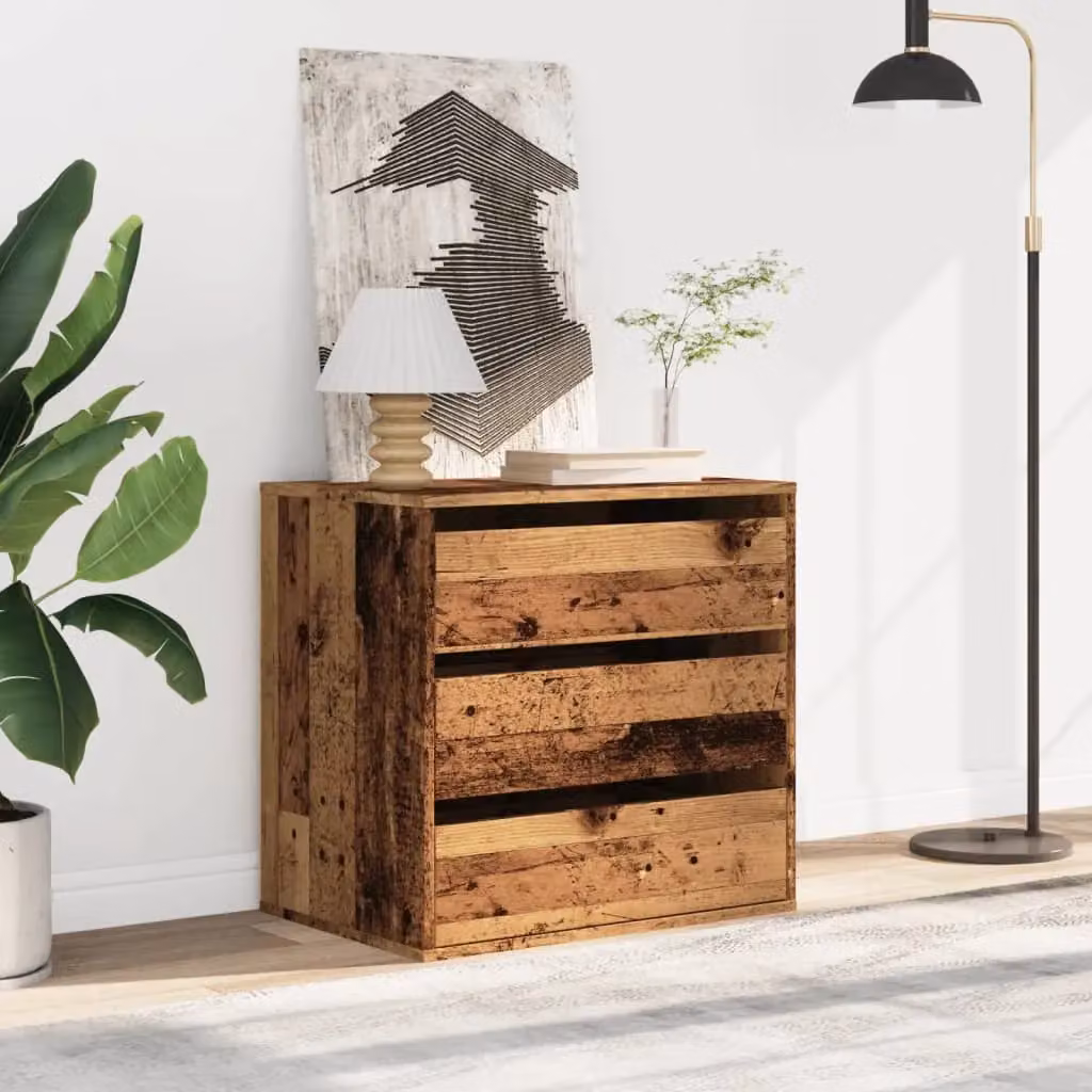 Berkfield Home Corner Chest of Drawers in Old Wood Brown, W/D/H: 60 x 41 x 58 cm – 3