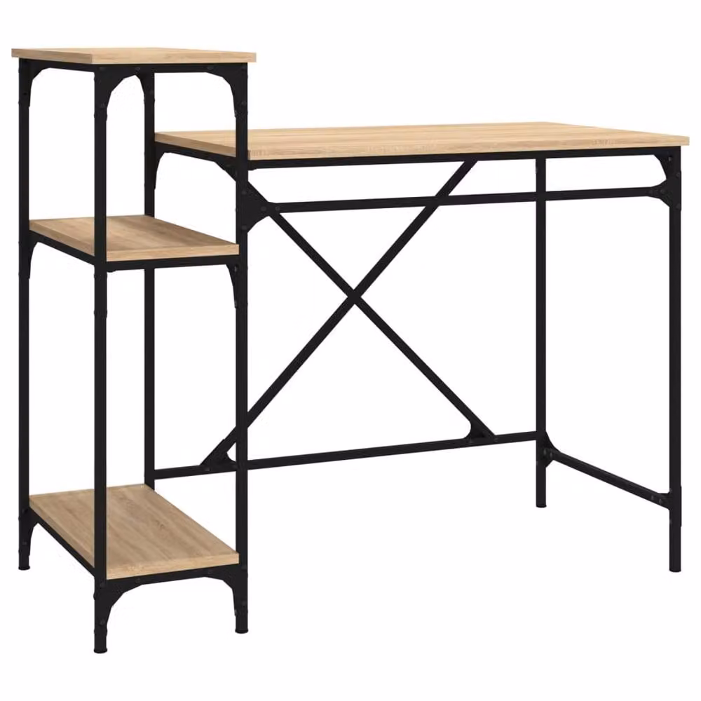 Berkfield Home Charming Writing Desk with Shelves in Sonoma Oak Brown, W/D/H: 105 x 50 x 90 cm – 2
