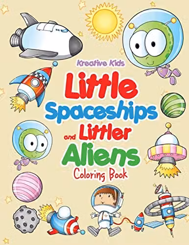 Kreative Kids Little Spaceships and Littler Aliens Colouring Book for Children, Multicolour