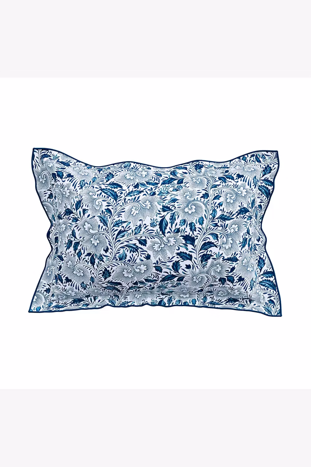 V & A Ornamental Bloom Cotton Percale Duvet Cover and Pillowcase Set in Blue and White, W: 140 cm, L: 200 cm – 2